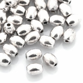 10 x Metalen Kraal Antiek Zilver Ovaal 5x4 mm