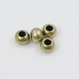 10 x DQ metaal kraal 8x6mm geel koperkleur gat 4mm (nikkelvrij)