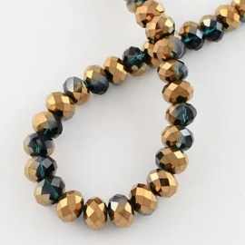 1 x Streng glaskralen (68~70 stuks) facet rondelle briolette kristal 8 x 6mm gat: 1mm Teal