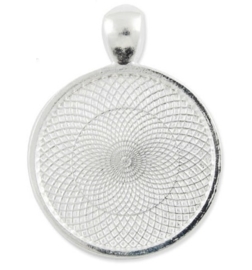 Cabochon houder setting rond tray Ø 25mm oogje: 4mm antiek zilver kleur (Nikkelvrij)