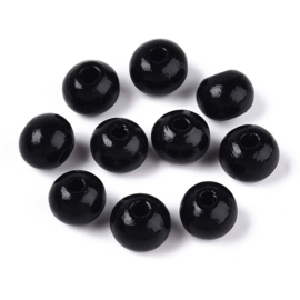 20 x Houten kralen rond 8 x 7 mm – gat 2 mm – Black