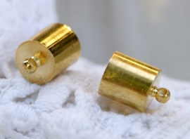 10 x messing cord caps 9 x 13mm binnenzijde 8mm gat: 1,2mm goudkleur
