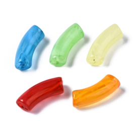 10 x Acryl kralen tube mix imi gemstone ca. 34,5 x 11,5mm (gat Ø 3,5mm)