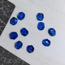 10 x ronde glaskalen facet Saphire blue AB 6 mm