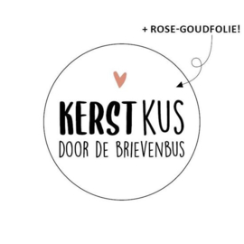 10 x Wensetiket rond 40mm - Kerstkus door de brievenbus