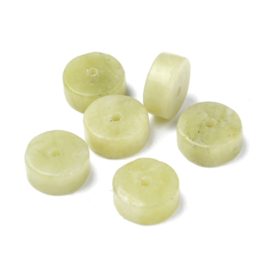 10 x Natuursteen kralen Xinyi Jade Chinese Southern Jade 6x3mm (Ø 1mm)