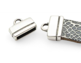 1 x DQ metaal eindkap antiek zilver kleur ca. 22 x 11mm Ø20 x 2mm (Nikkelvrij)