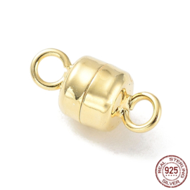 1 x 925 Sterling zilveren magneetsluiting kolom 10,5 x 5 x 5 mm – gat 1,8 mm – 18K goud verguld