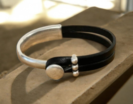 1 x DQ metaal halve armband antiek zilver kleur ca. 34 x 63mm Ø10 x 2,5mm (Nikkelvrij)