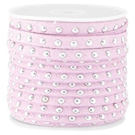 20 cm Imi. Suède leer 5mm met studs zilver Lilac purple