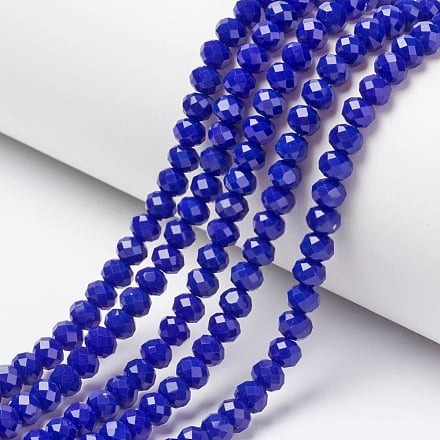 1 x Streng met ca. 63–65 glaskralen facet rondelle briolette kristal – 8 x 6 mm – gat 1 mm – Blue