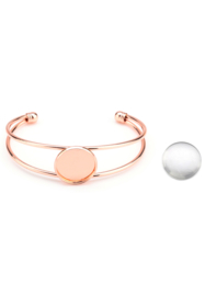 Metalen armband met cabochonhouder tray 20mm Rose gold kleur met  glascabochon