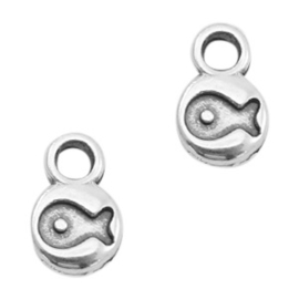 5 x Bedels DQ metaal rond 6mm fish Antiek zilver