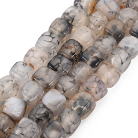 10 x Agaat edelsteen kralen kubus 5-8 x 4-8 x 4-6 mm – gat 1,2 mm – Dark Gray