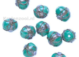 2 x Turquoise weddingcake kraal 18 x 20 mm