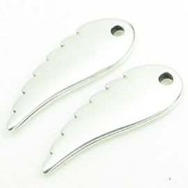 1 x DQ metaal hanger vleugel antiek zilverkleur ca. 21 x 17mm, oogje 1,5mm (Nikkelvrij)