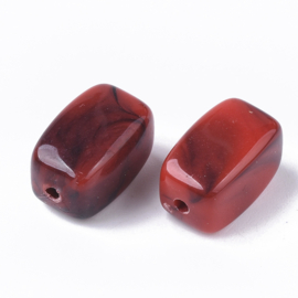 20 x Acryl kralen two tone opaque 13 x 7,5 x 7,5 mm – gat 1,6 mm – firebrick