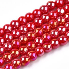 20 x Diamond coated glaskralen 4~4,5 mm, gat: 0,8 mm, Red