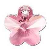 Kristal facet Hanger bloem 13 x 13x 8mm gat 1mm pink