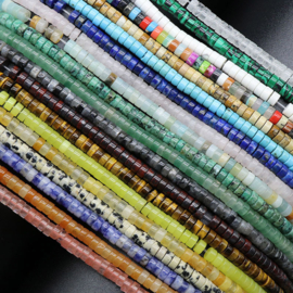 10 x  edelsteen kralen van gemixte  edelsteen soorten 4 x 2mm abacus