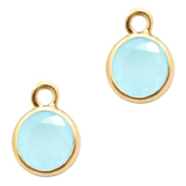 1 x DQ facethanger gekleurd Blue Opal - crystal-gold 7x10 mm