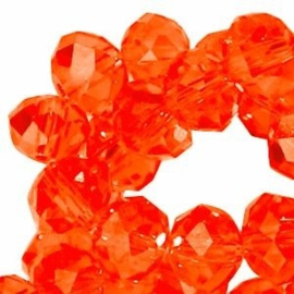 15 x Topfacet kralen 8x6 mm Diep Oranje