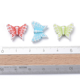 25 x Vrolijke gemixte acryl kralen vlinder 12,5 x 16 x 4mm gat: 1mm