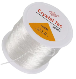 1 rol Crystal Tec elastiek 1mm wit c.a. 100 meter (past niet door de brievenbus)