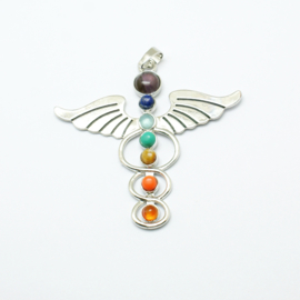 Prachtige Boeddha Buddha Chakra Pendel hanger 57 x 58 x 6mm,  oogje: 7 x4mm met half edelstenen