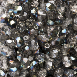 10 x ronde Tsjechische kralen facet kristal 6 mm Kleur: ab grijs Gat: 1mm