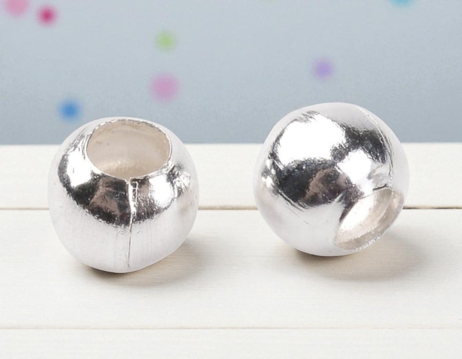10 x DQ Metalen kraaltjes zilverkleur 4 mm – gat ca. 1 mm