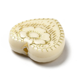 10 x Ornament hartjes kralen 18 x 17 x 6 mm – gat 1,6 mm – Old Lace ♥