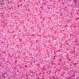 20  gram rocailles roze 12/0 2mm transparant Luminous inside