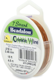 1 rol 7 Strand Stainless Steel RVS Crinkle Wire  0,46 mm 4,6 meter Copper