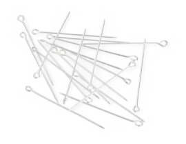 10 x  Metalen spelden zilverkleur  70 x 0,9mm met oogje 1,5mm