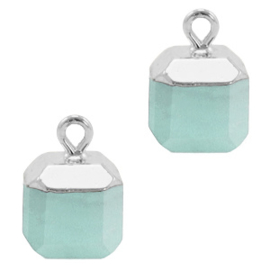 1 x Natuursteen hangers square Icy morn blue-silver Jade
