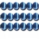 10 x Cateye kralen rond 8mm donker blauw gat 1mm