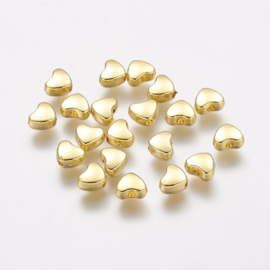 15 x DQ metalen hartjes kralen goudkleur 6 x 5 x 3mm gat: 1mm (Nikkelvrij)