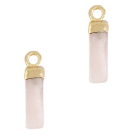 1 x Natuursteen hangers kwarts tube White crystal-gold