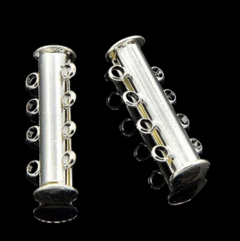 Magneetsluiting 4 strengen 25 x  6mm oogje 2mm verzilverd