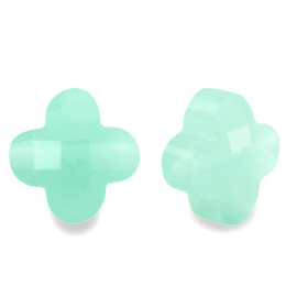 1 x Fashion Facet kralen klaver Turquoise green 10mm  gat: Ø1.4mm