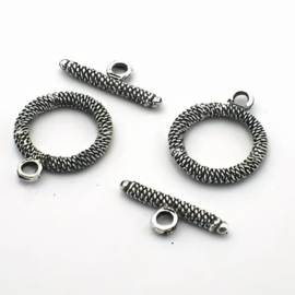 4 x Kapittel slotje Ø 19 mm – staafje 23 mm – antiek zilverkleur