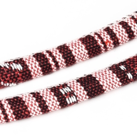 1 meter Trendy gestikt Aztec koord 6mm oud roze / bordeaux rood