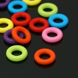 15 x Jelly style kralen mix ringetjes 9 x2mm gat: 5mm assortiment