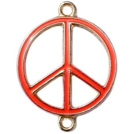 2 x Bedel goud 2 ogen peace Spicy orange ca. 29 x 22 mm