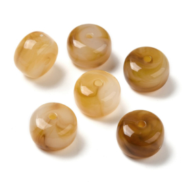 10 x Acryl rondelle kralen two tone transparant 14,5 x 10 mm – gat 2 mm – dark goldenrod