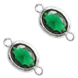 Crystal glas tussenstukken ovaal 10x18mm Classic Green - crystal-silver (Nikkelvrij)