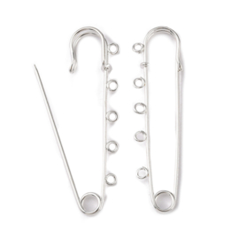 Grote verzilverde kiltspeld 75 x 21mm lang, 5 gaten: 3mm