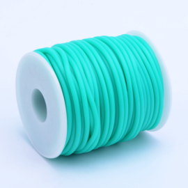 100 cm hol Rubber DQ koord 3mm gat: 1,5 mm Medium Turquoise