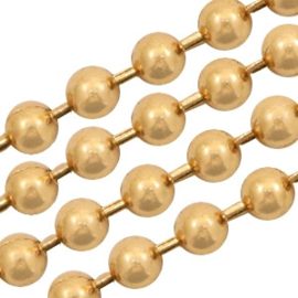 50 cm Ball Chain ketting dikte 2 mm Gold Plated  (Verguld!)